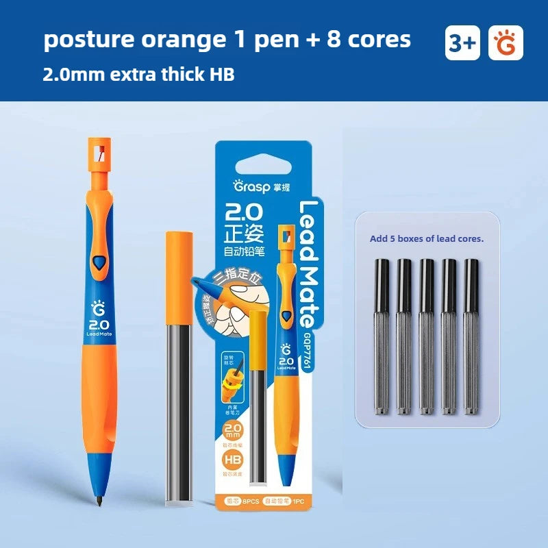 GRASP 2.0mm Mechanical Pencil Set Posture Correction Anti-Break Lead for Kids Children Writing School Supplies Korean Stationery