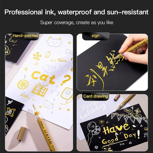 Metallic Marker Pens – 0.7mm & 1.0mm Extra Fine Gold & Silver Paint Pens