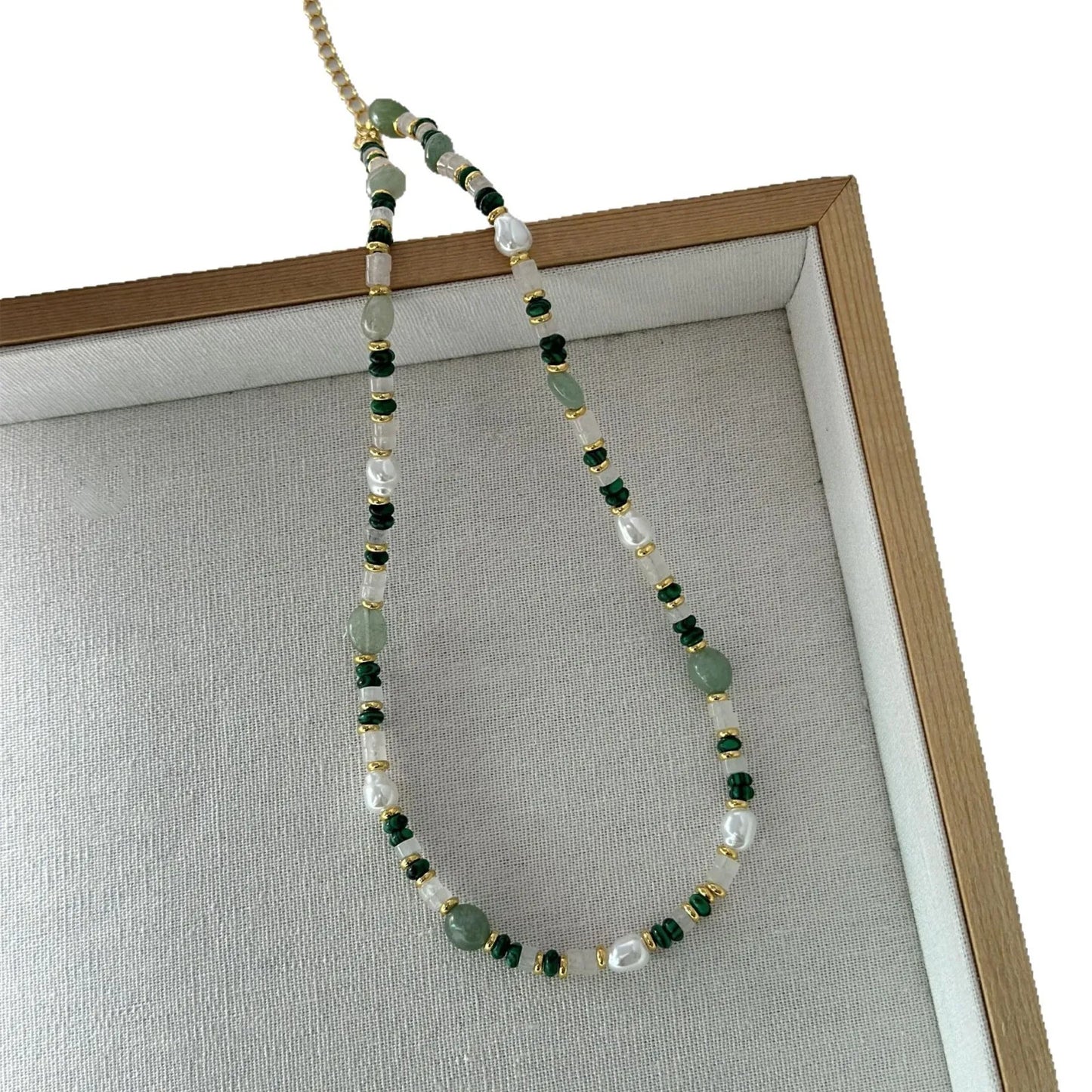New Arrival Trendy Natural Freshwater Pearl & Jade Stone 14K Gold Filled Female Jewelry Set For Women Necklace Bracelet Gifts