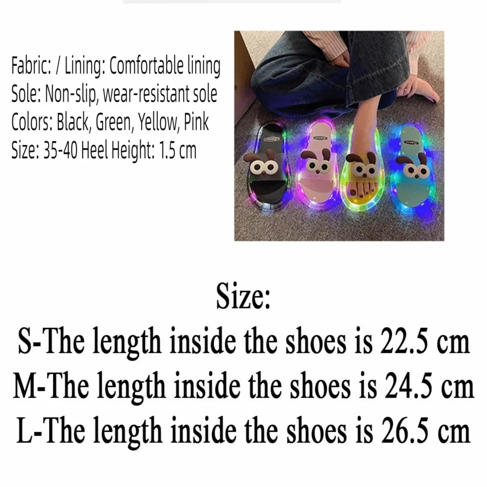 New PVC LED Light Up Slippers Non Slip Open Toe Light Up Sandals Cartoon Puppy Luminous Sandals Beach
