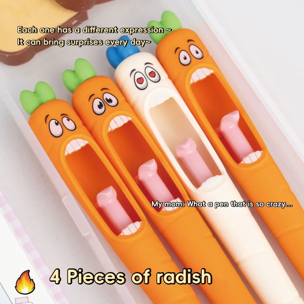Cute Cartoon Kawaii  Pens Carrot Shaped Gel Pen Design Retractable Tongue Refill Black Ink Pens Office School Stationery Gift