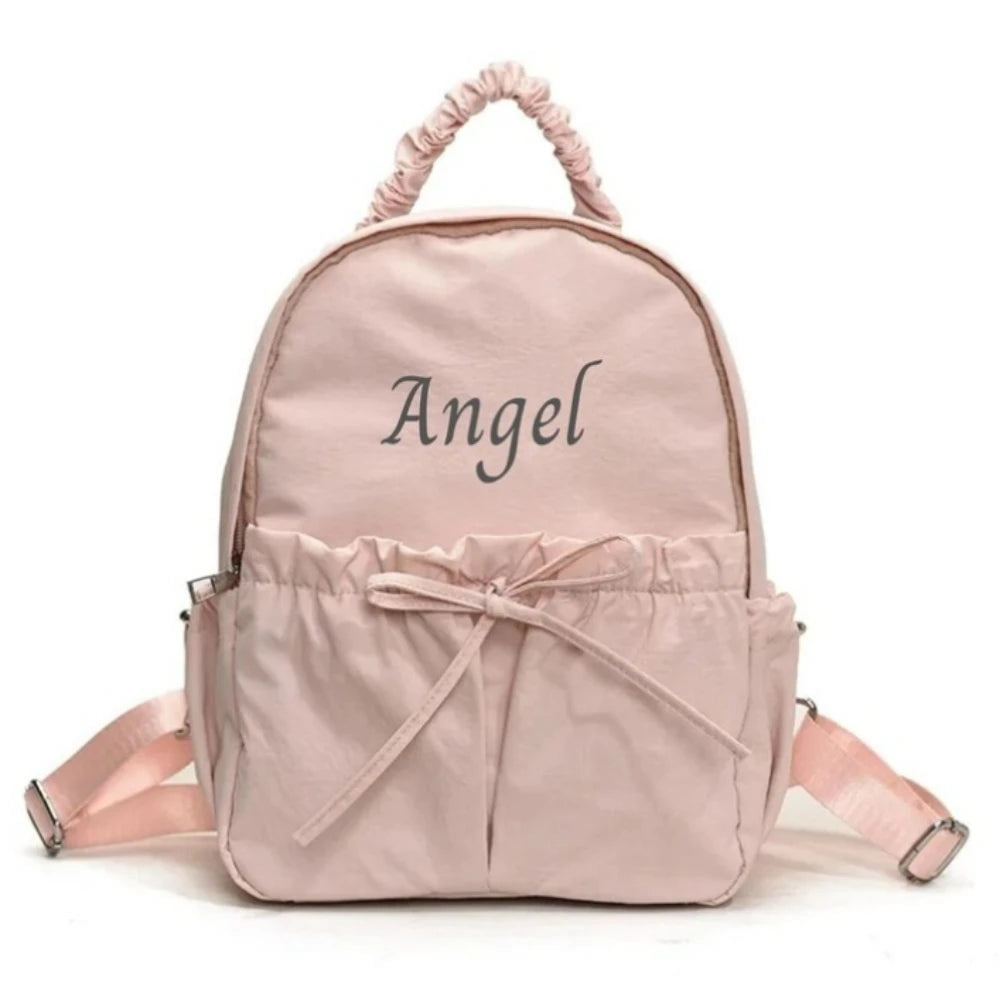 Personalized Name Backpack, Custom Embroidered Ruched Handle Bag Cute Kids and Teen Backpack, School Travel Custom Name Bag Gift
