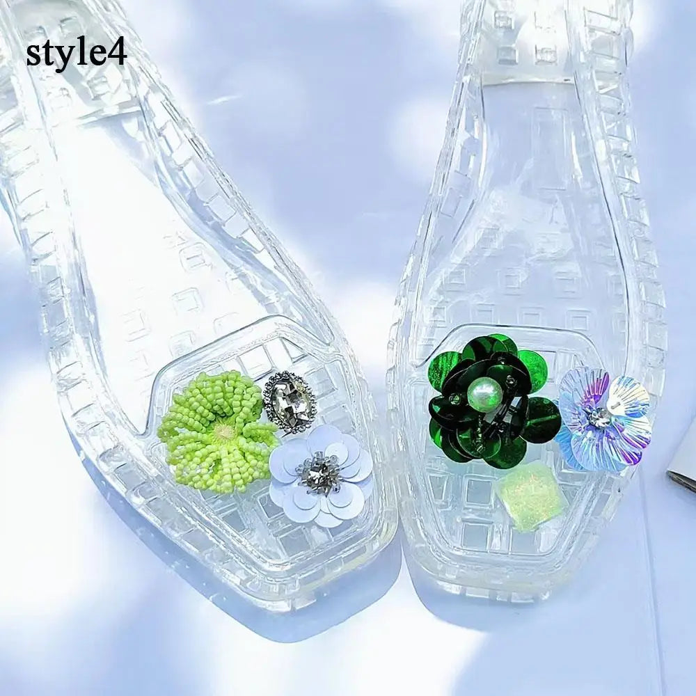 Dopamine Handcrafted Beaded Jelly Shoes Charms Sandals Accessory Decorative Bead Tassel Slippers Buckles Detachable Shoe Flower