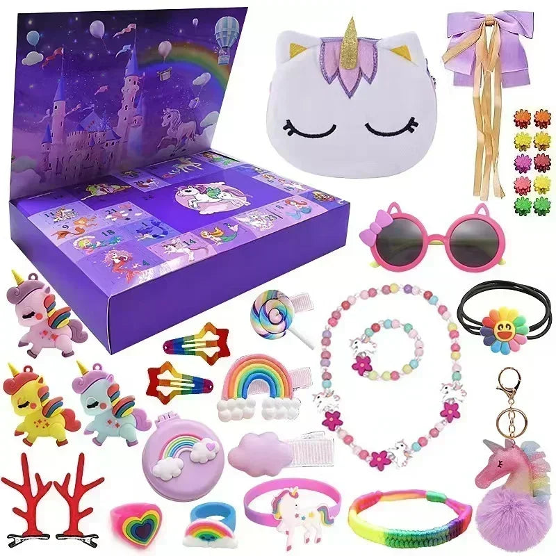 2026 Christmas Advent Calendar Gift Box for Girl Kids DIY Jewelry Hairpin Ornament 24Days Calendar New Year Christmas Gifts