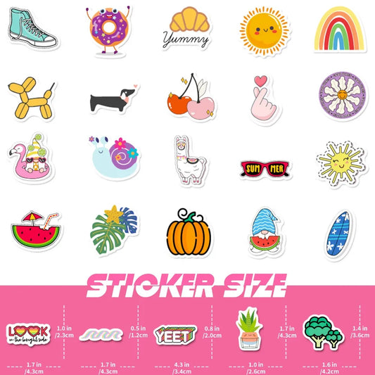 100pcs Kawaii Cute Sticker Vsco Live Aesthetics for Kid Colorful Sticker DIY Laptops Water Bottles Phones Decorative Stickers
