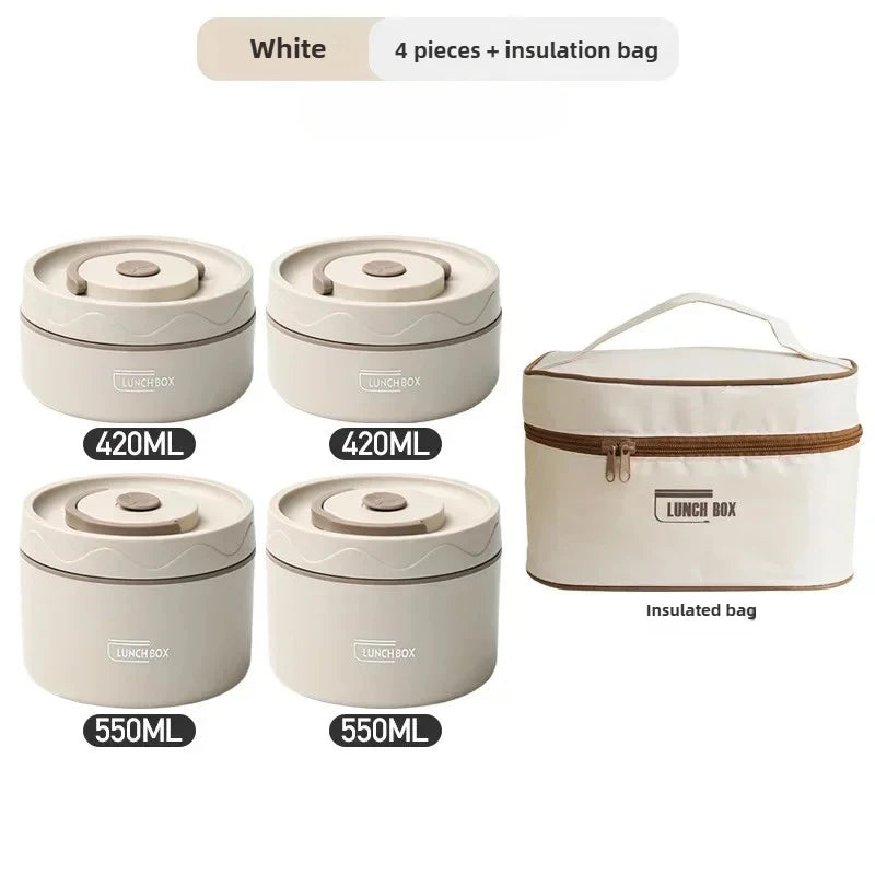 Lunch/Snack Box for Thermal, Stackable 2-Tier stainless steel Insulated Bento Box Set for Adult Kids Men Women