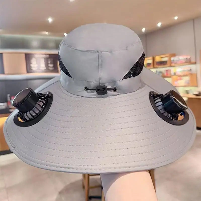 【SE】Solar Powered Sun Hat Cooling Fan UV Protection Outdoor Hiking Fishing Camping Summer Travel Bucket Hat Sun Protection Hat