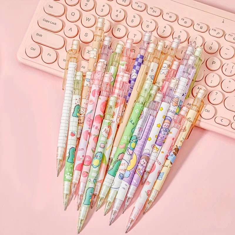 12 Mechanical Pencils with Printed Patterns, 6.89 Inches Long, Come with an Eraser, Easy to Erase Writing, Suitable for Office, Drawing, Note-Taking, Office Supplies, School Supplies, Stationery Sets, Back-To-School Season
