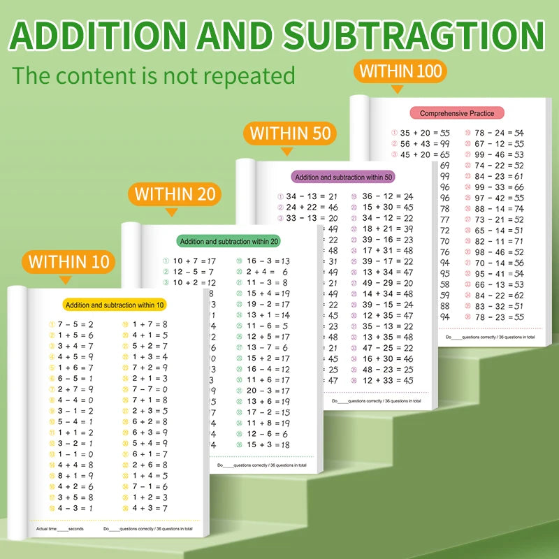 Children's Math Exercise Book, Math Improvement Tool: Addition and Subtraction Within 100, Ideal Math Education Workbook, Back-To-School Gift, Christmas Giveaway