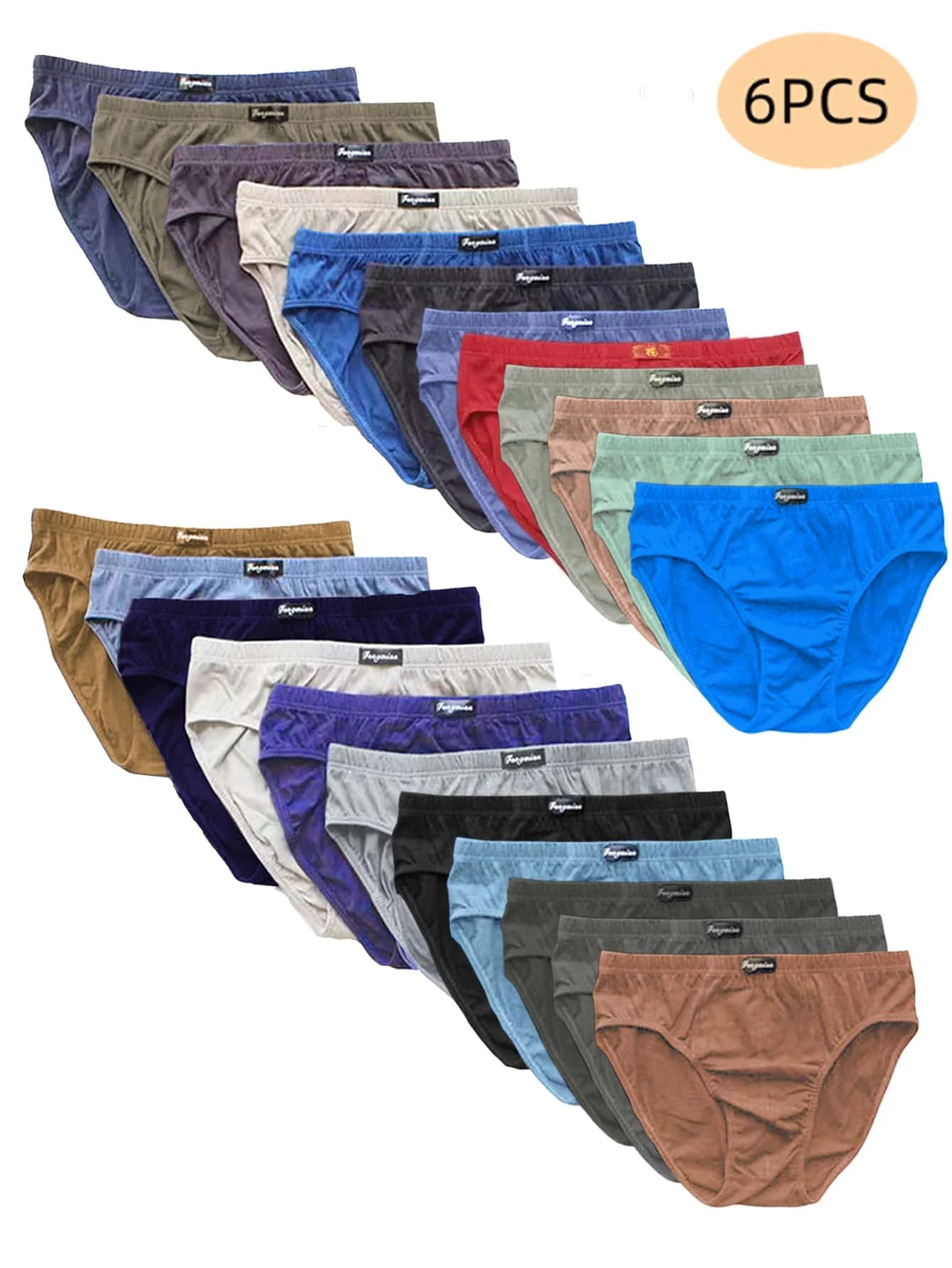 6pcs Random100% Cotton Mens Briefs Plus Size Underwear 5XL/6XL Men's Breathable Solid Sexy Comfortable Shorts