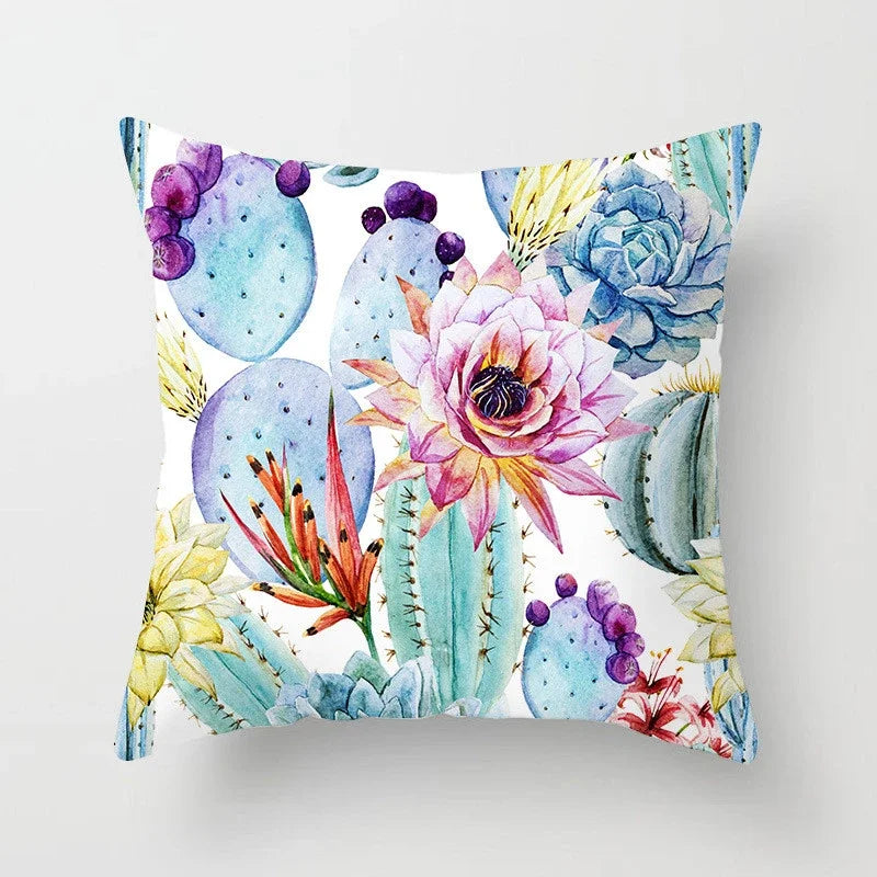 Cactus Flower Pattern Summer Decorative Cushions Pillowcase Polyester Cushion Cover Throw Pillow Sofa Decoration Pillowcover