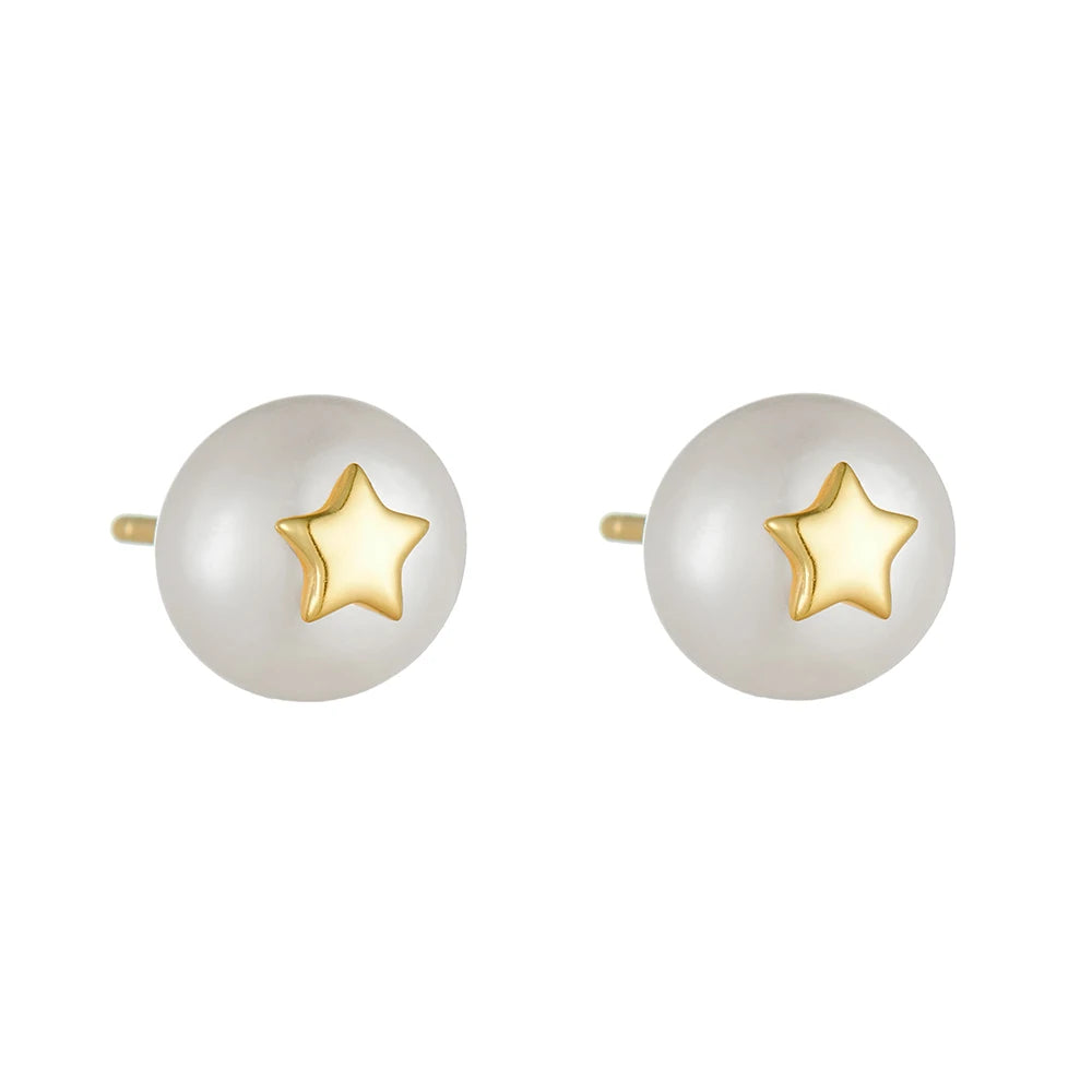 S925 Sterling Silver Star & Natural Pearl Earrings for Women French Vintage Luxury Versatile Ear Jewelry