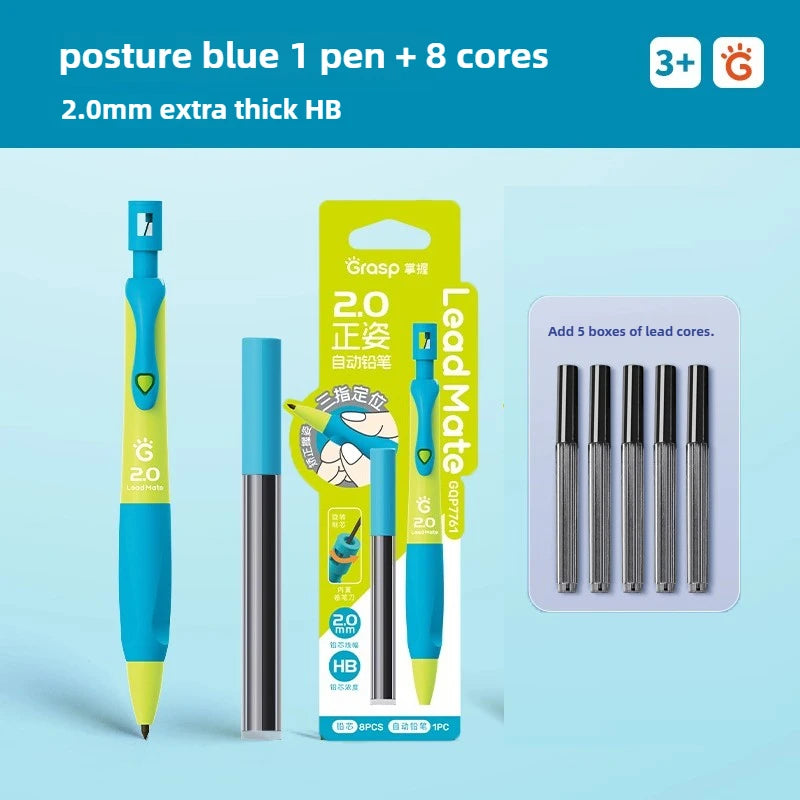 GRASP 2.0mm Mechanical Pencil Set Posture Correction Anti-Break Lead for Kids Children Writing School Supplies Korean Stationery
