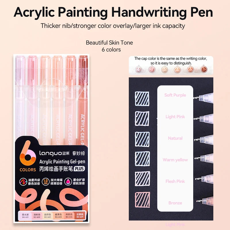 Languo 90 Colors Painting Acrylic Gel Pens Large Capacity Ink Pen for Drawing Diary Diy Coloring Doodling Painting Art Supplies