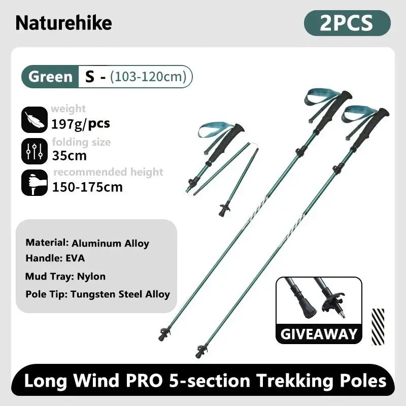 Naturehike Climbing Sticks Ultralight Outdoor Folding Trekking Poles Hiking Pole Collapsible Quick Lock Stick Carbon Fiber Poles