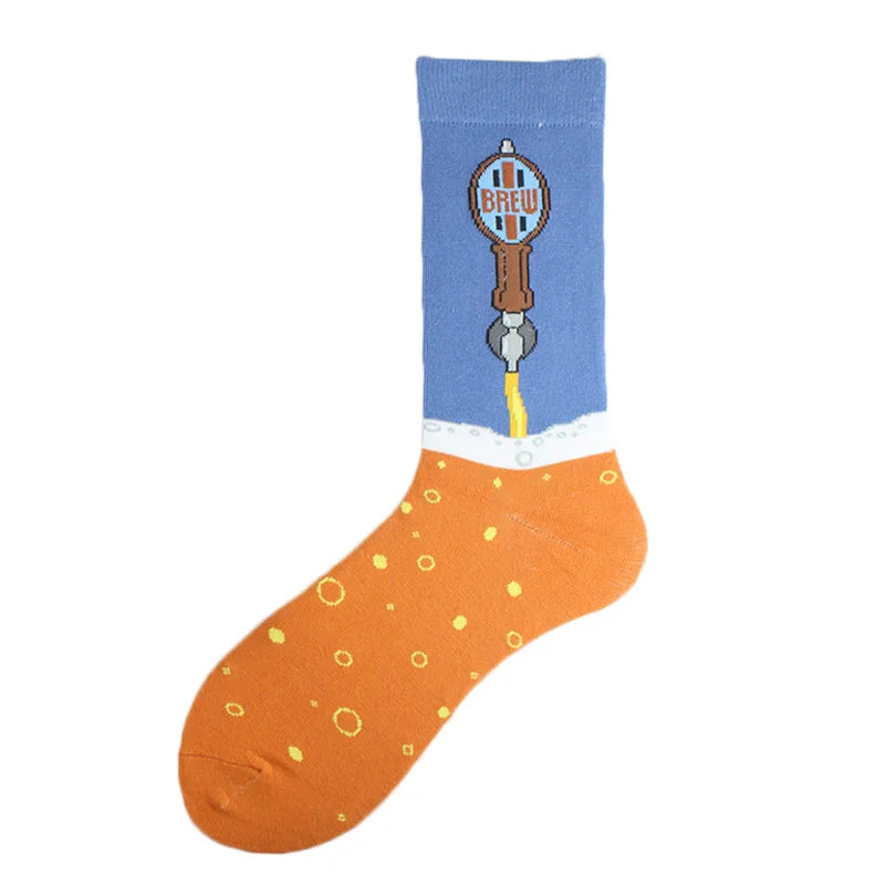 Happy Colorful Funny Socks Men Skateboard Shark Dinosaur Astronaut Planet Divertidos Hip Hop Sokken Harajuku Unisex Crew Socks