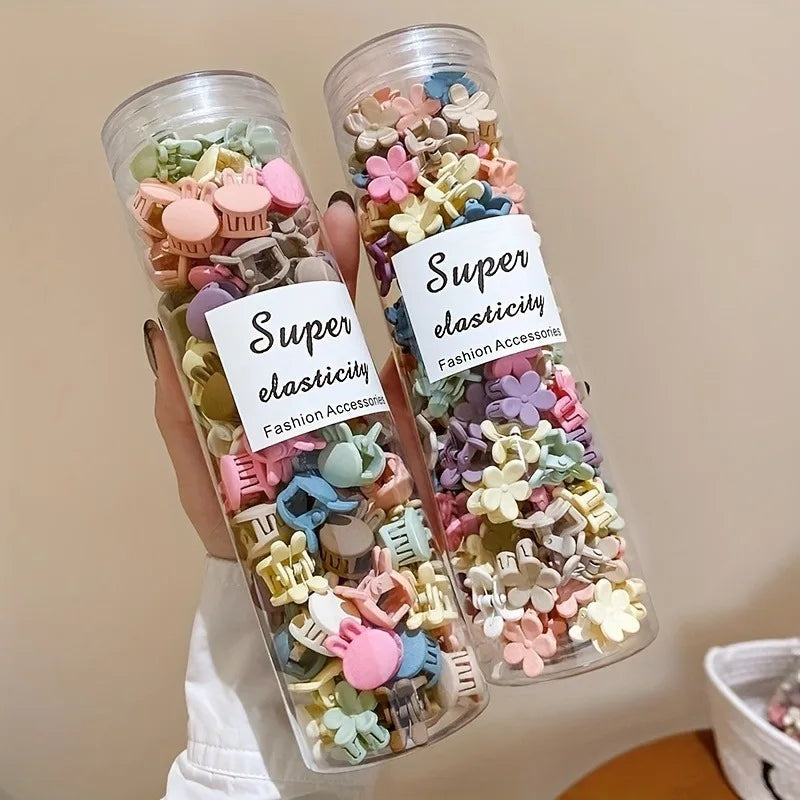 20/30/50 sets of mini hair clips, cute plastic flower-shaped hair accessories, pure color braids, suitable for teenagers, cute g