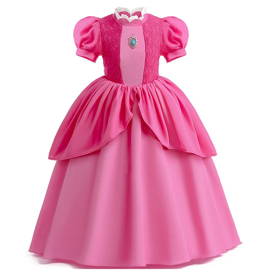 Girls Peach Princess Dress Halloween Fantasy Costume Children Ceremonial Luxury Carnival Outfits Kids Elegant Gowns Pagent Sets