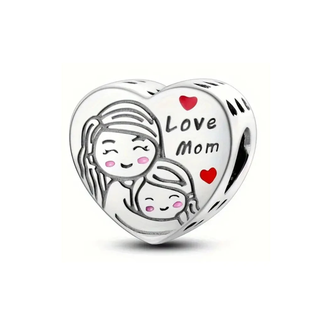 925 Silver Charms Love Mother Sister Heart Beads Fit Original Bracelet DIY Woman Jewelry Mother's Day Gift