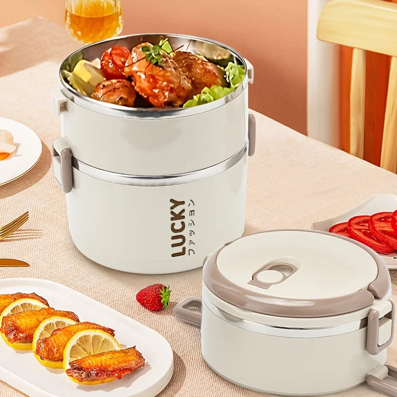 Stainless Steel Bento Box Lunch Box, bento box with thermos,Portable Insulated Food Lunch Container Set,Easy-Clean Bento Box for