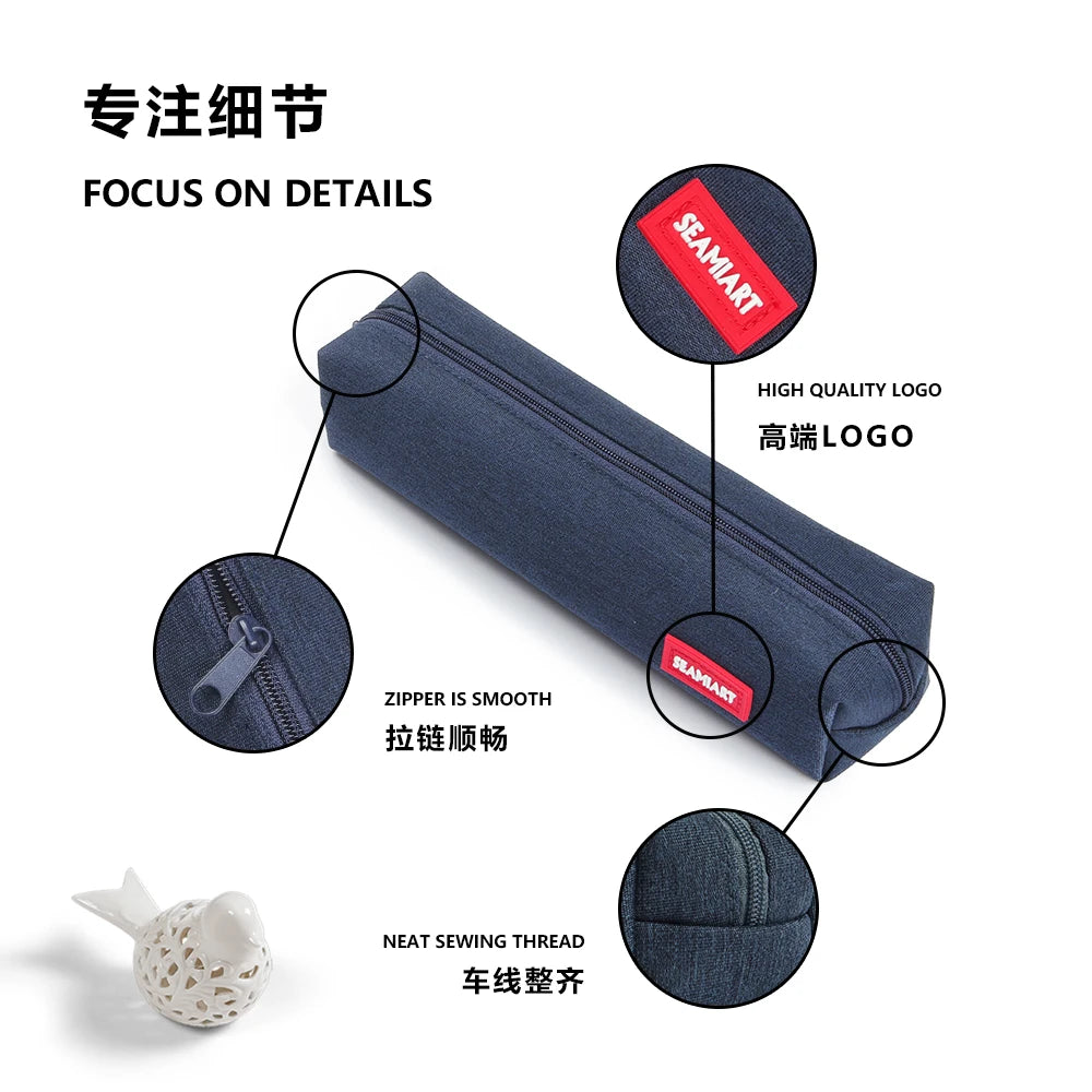 SeamiArt 1pc Small Solid Color Simple Zipper Kawai Pencil Case Mini Pen Bags Papeleria Stationery for School Office Suppliers