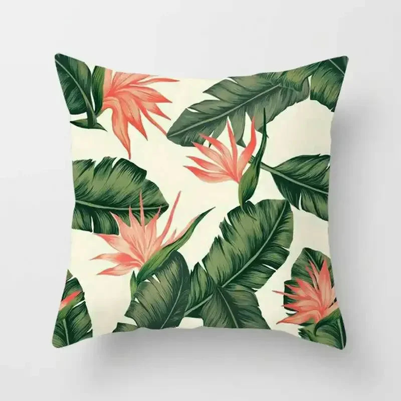 Tropical Plants Cactus Monstera Summer Decorative Throw Pillows Cushion Cover Palm Leaf Green Home Decor Pillowcase