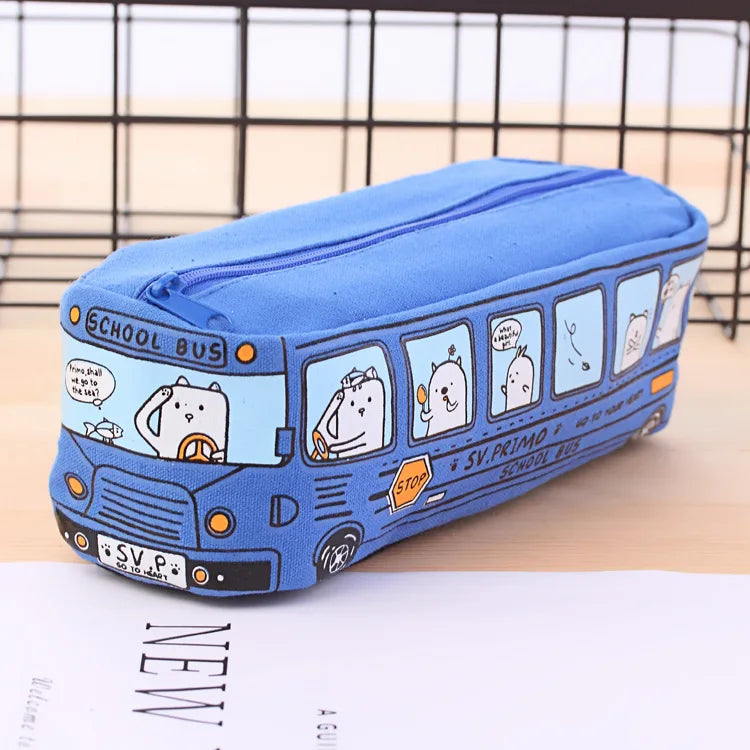 Creative large capacity bus pencil case pencil case cartoon  pencil case student bus pencil case stationery case school supplies
