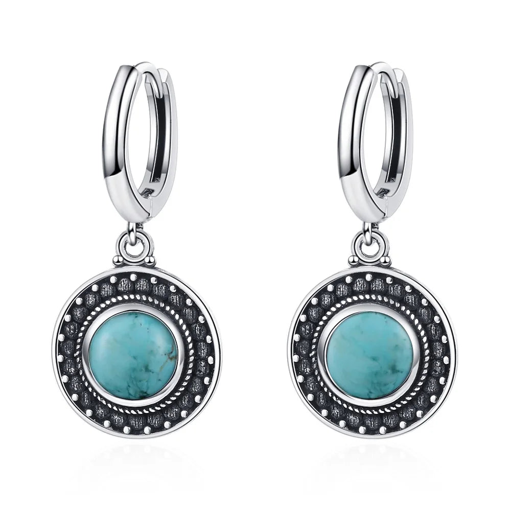 New Elegant Natural Kyanite S925 Silver Drop Earrings for Women Vintage Jewelry Wedding Engagement Hoop Earrings Gifts