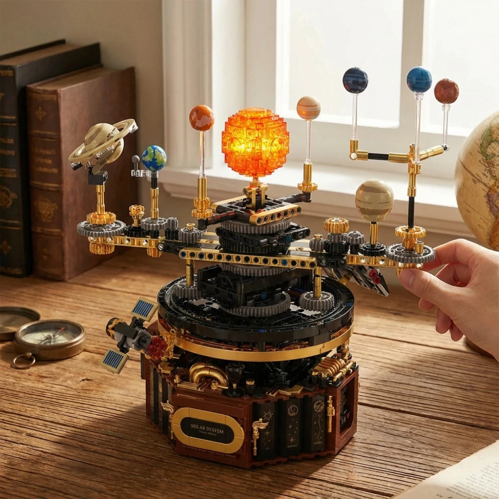 Space Planetarium Solar System Building Blocks, 1098pcs Technical STEM Electric Manual Science Model, MOC Light, Gift Box