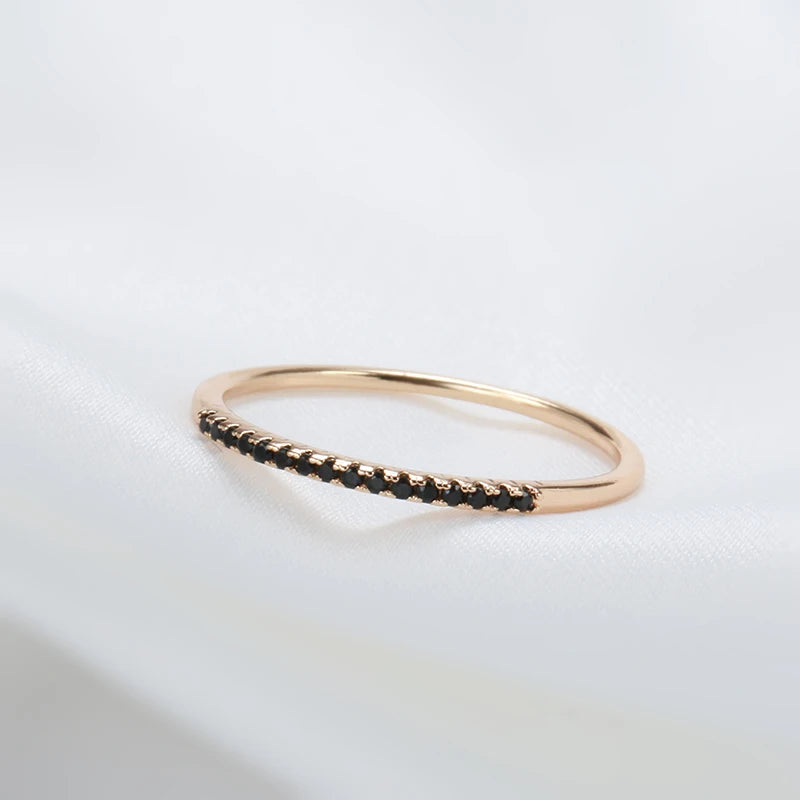 Kinel New 585 Rose Gold Wedding Ring For Women Classic Black Natural Zircon Ring Fashion Jewelry Crystal Gift