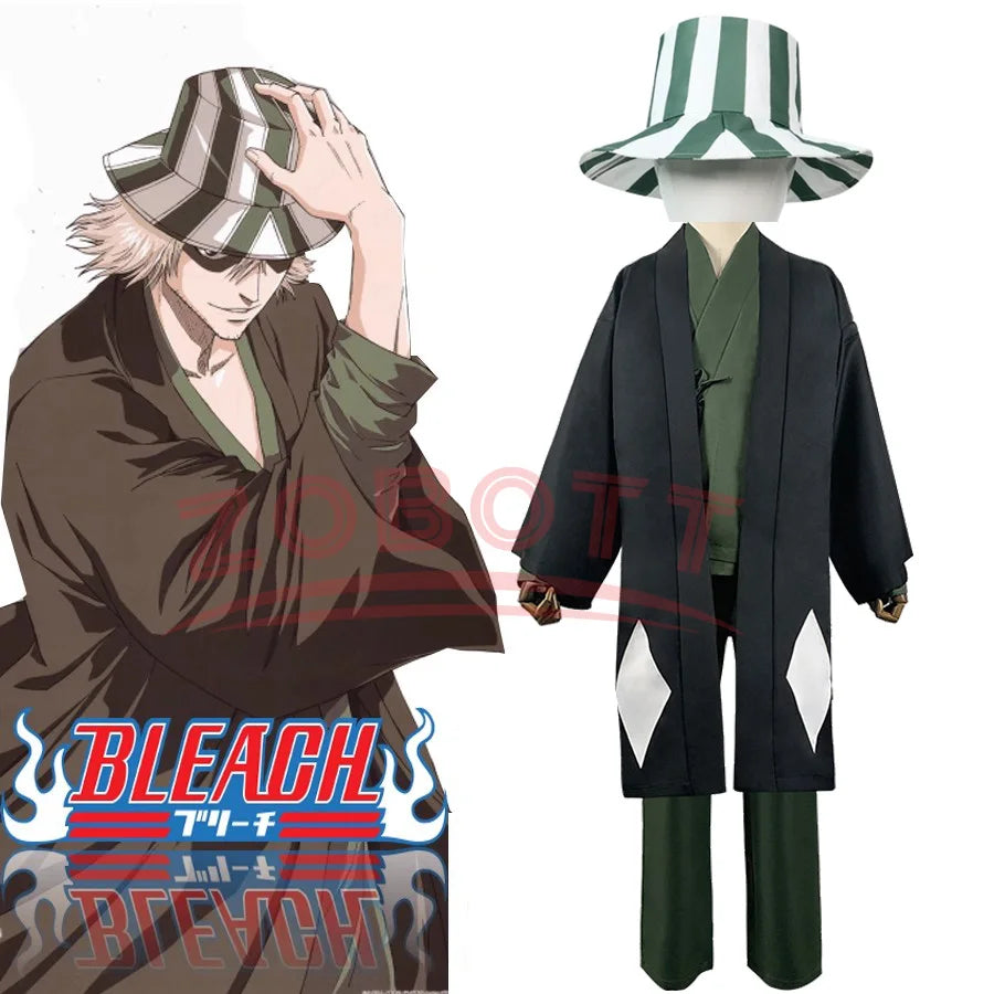 Anime Bleach Urahara Kisuke Cosplay Costume Hat Kimono Outfit For Men Women Men Halloween Accessories And Props Cosplay