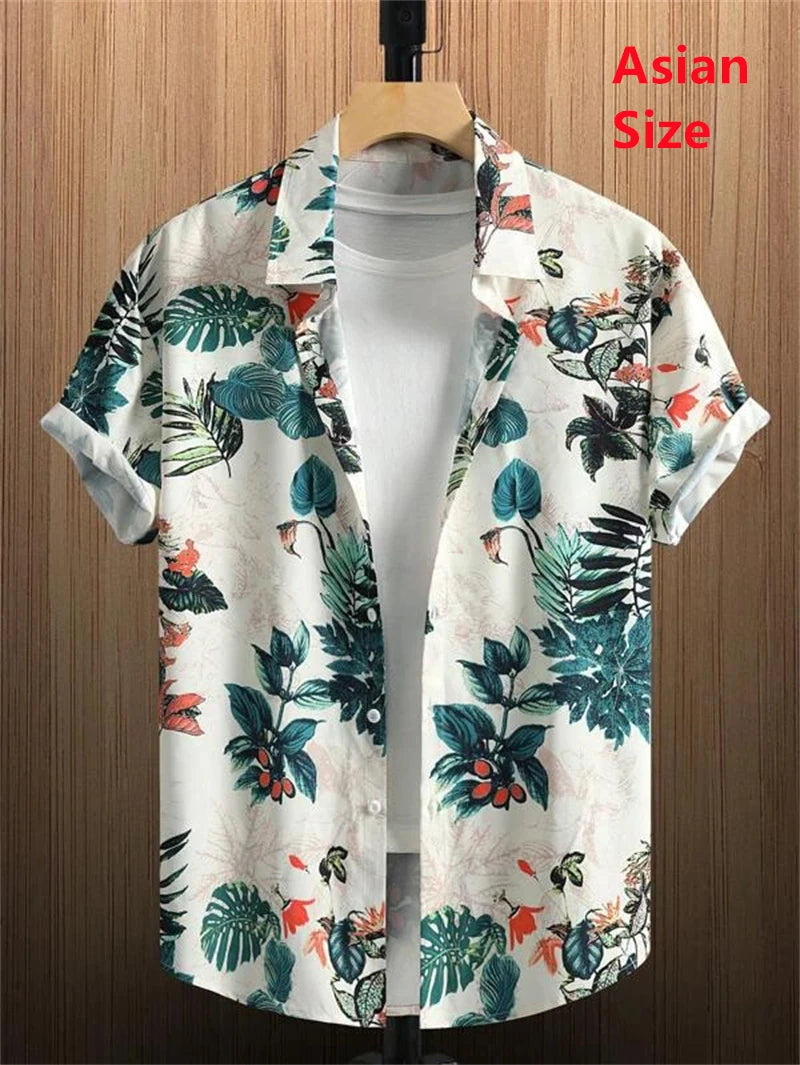Summer Flower 3D Print Top Men's Summer Hawaii Beach Shirts Outdoor Party Men's Breathable Short Sleeve Street Social Apparel