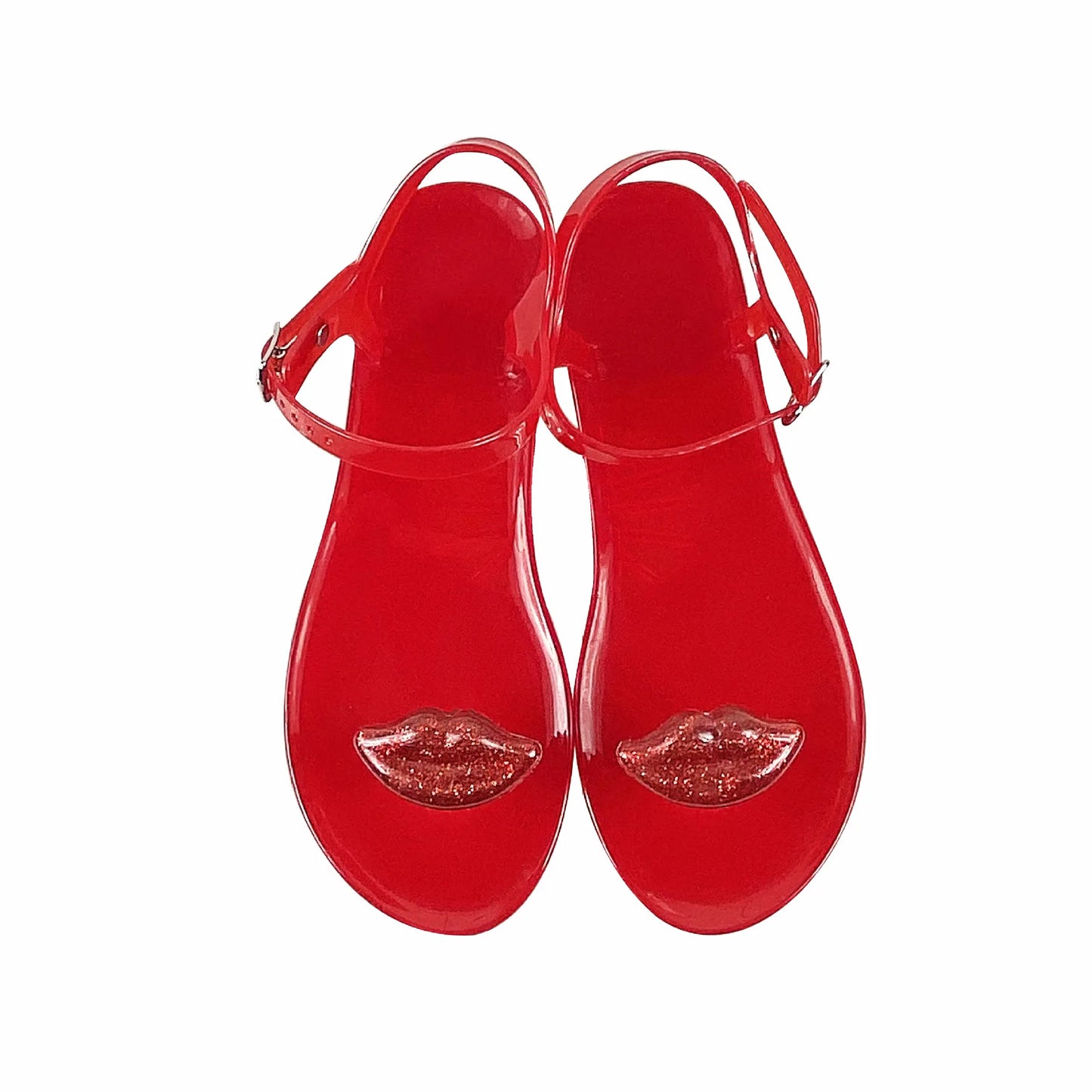 Plus Size 36-42 Ins Hot Sales Women Girls Jelly Sandals Colorfull Transparent PVC Beach Shoes Summer Fruit Flip-flop Shoes