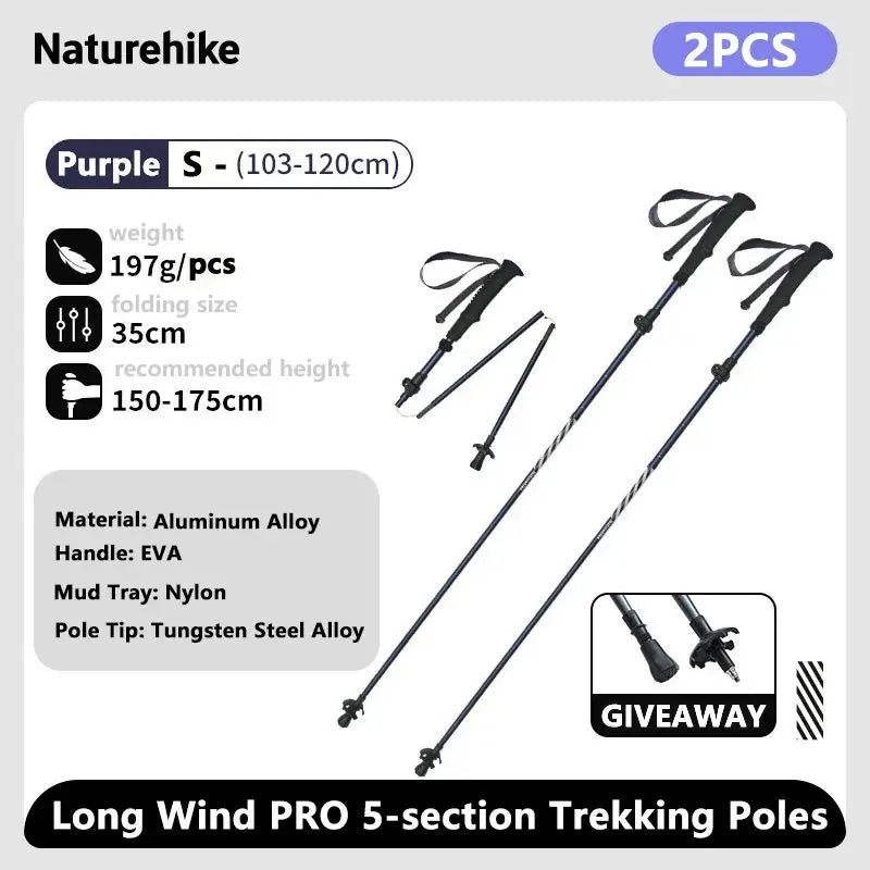 Naturehike Climbing Sticks Ultralight Outdoor Folding Trekking Poles Hiking Pole Collapsible Quick Lock Stick Carbon Fiber Poles