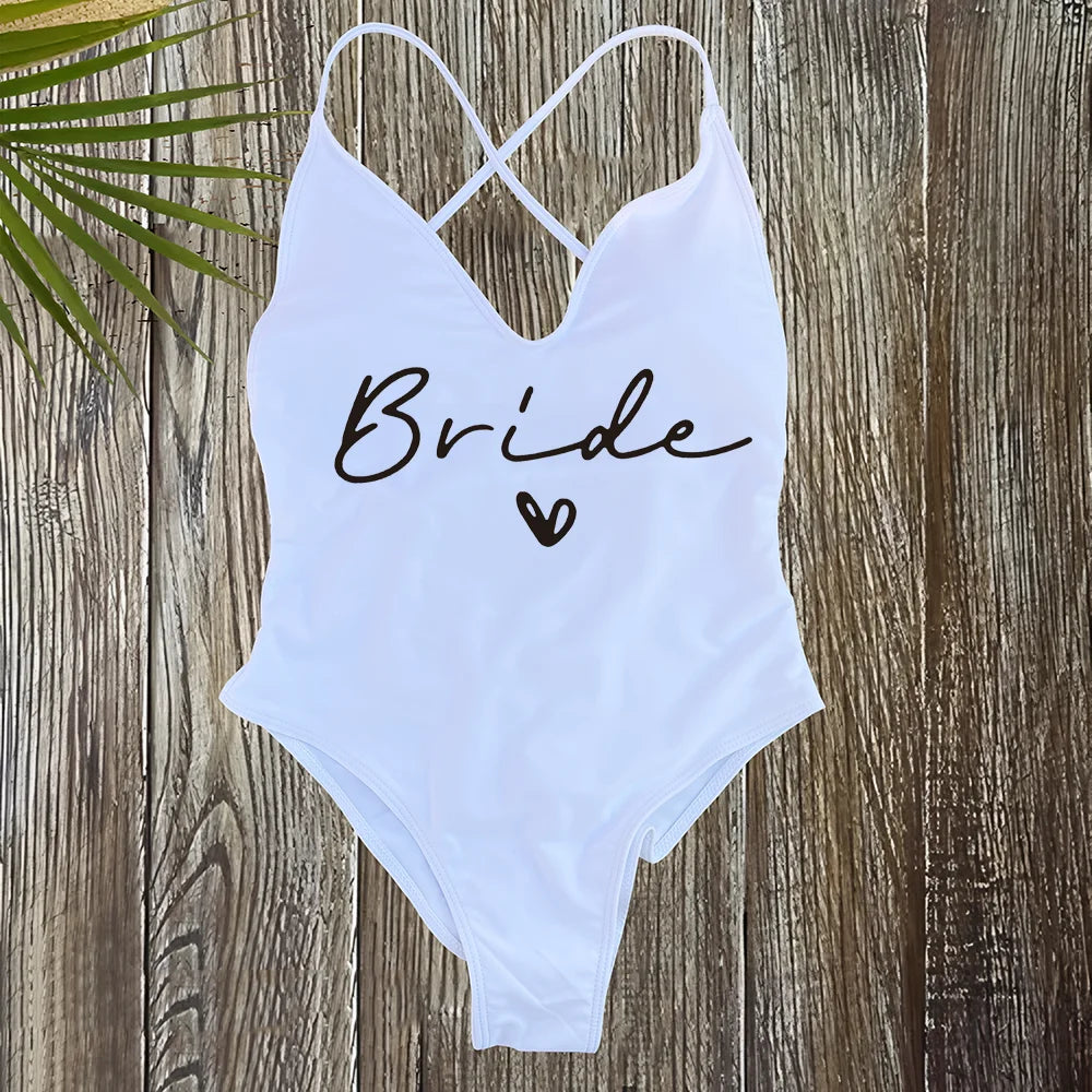 Sexy Padded One Piece Swimsuit Women Team Bride Swimwear Bikini Summer Bathing Suit Plus Size Beachwear Bachelorette Party Lady