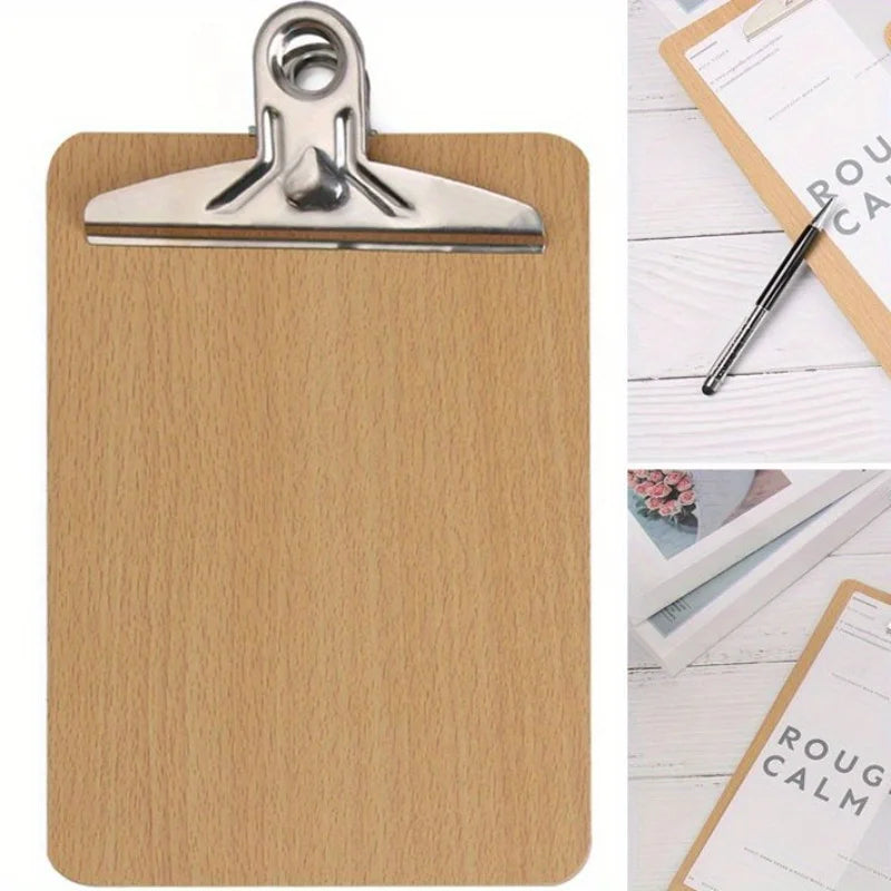 Wooden Clipboard A4 Wood Clips Writing Sheet Pad Note Board Storage Folders Clips Office Restaurant Hotel Supplies