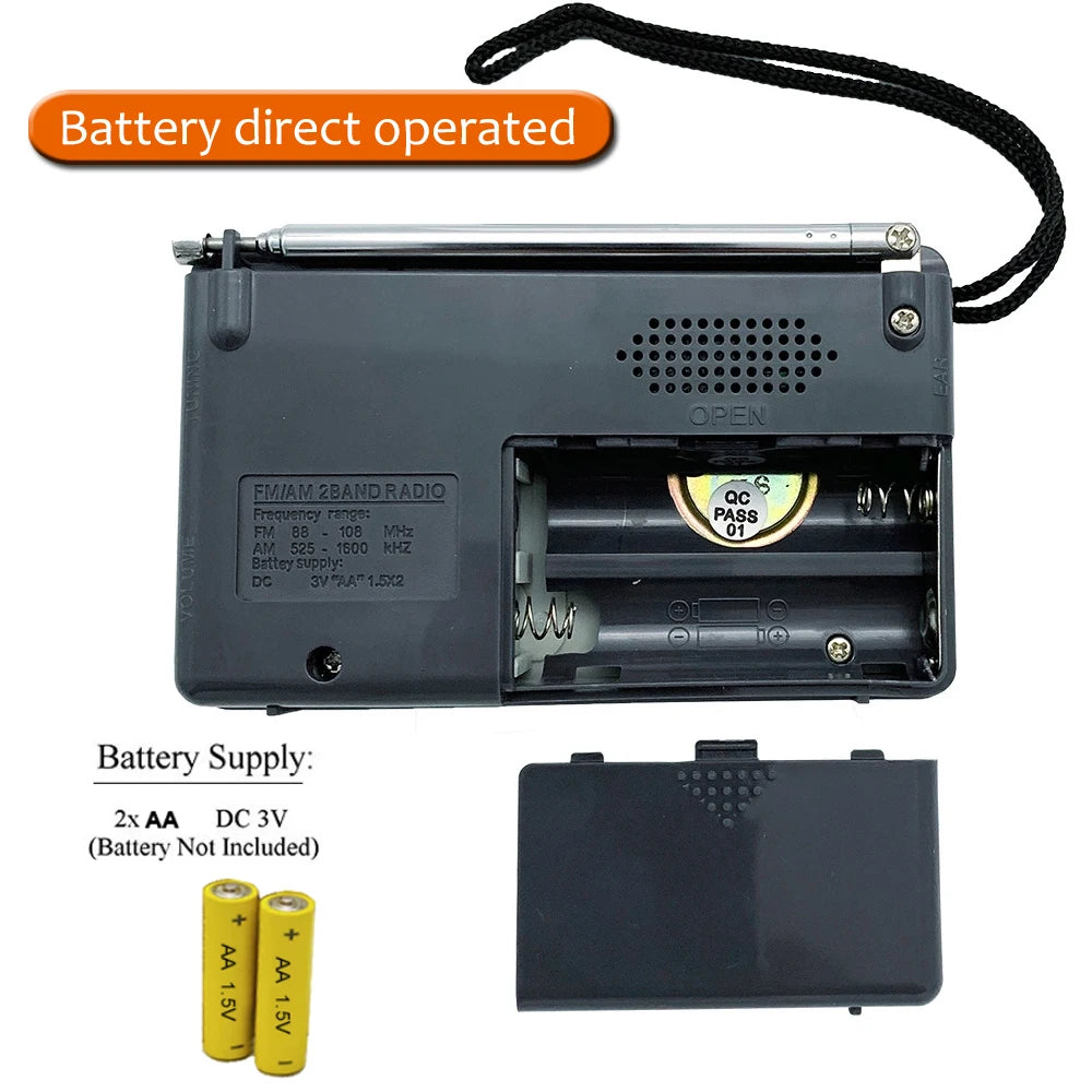 Mini Radio AM FM, 2*AA Battery Operated Radio with Lanyard, Excellent Reception, Portable Radios AM FM, Transistor Radios
