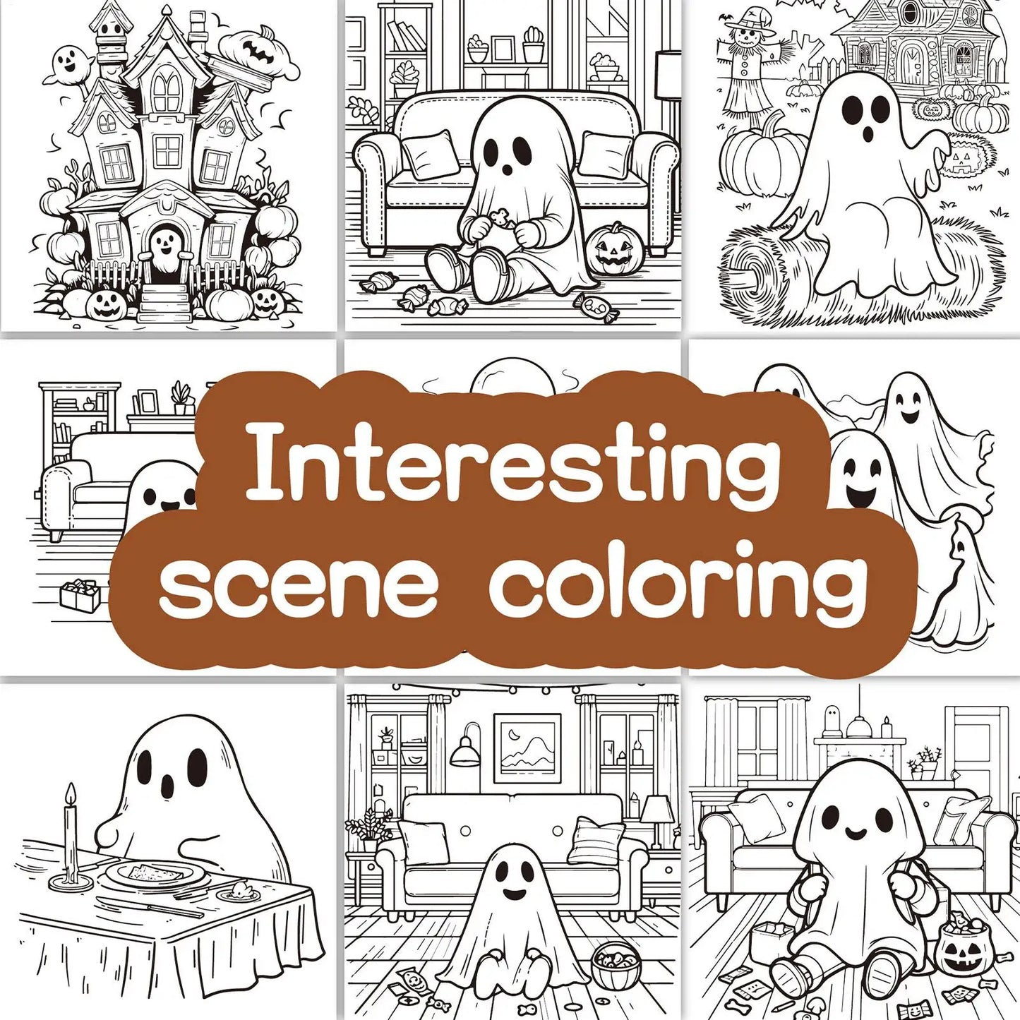 Halloween Coloring Book Cute Halloween Coloring Book 40 Sheets Painting Paper Cartoon Doodle Art for Drawing Journal Adults Kids