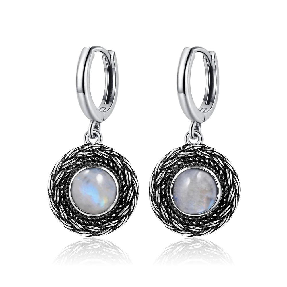 New Elegant Natural Kyanite S925 Silver Drop Earrings for Women Vintage Jewelry Wedding Engagement Hoop Earrings Gifts