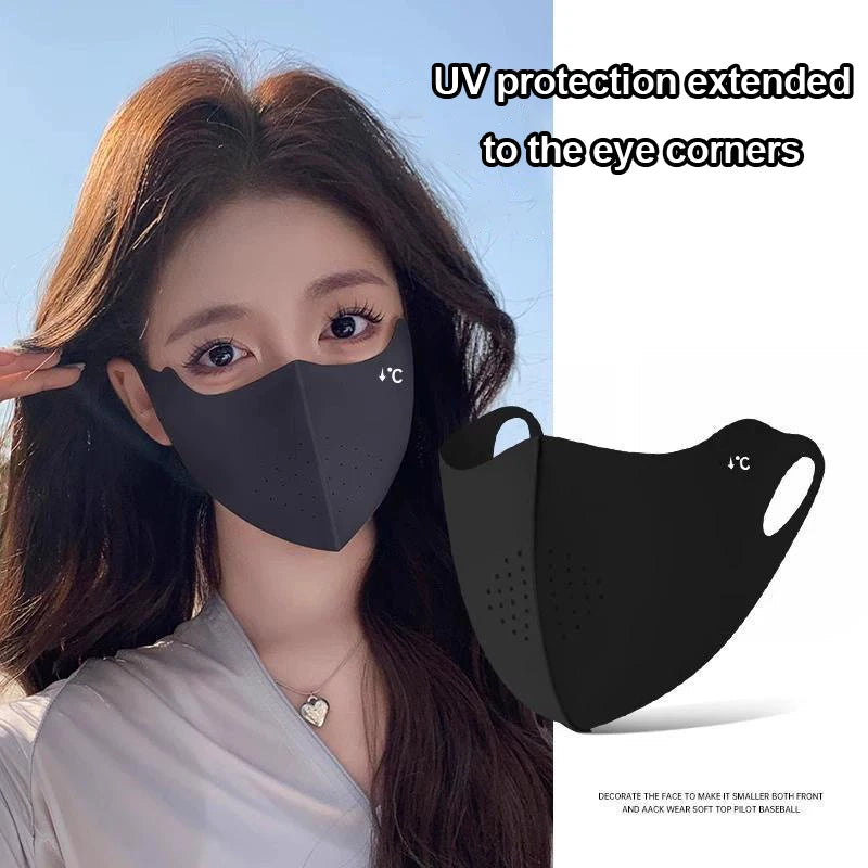 Cooling Mask for Women Men Ice Silk Driving Summer Face Cover Lightweight Washable Breathable Cycling Ice Silk Shopping Sun Mask