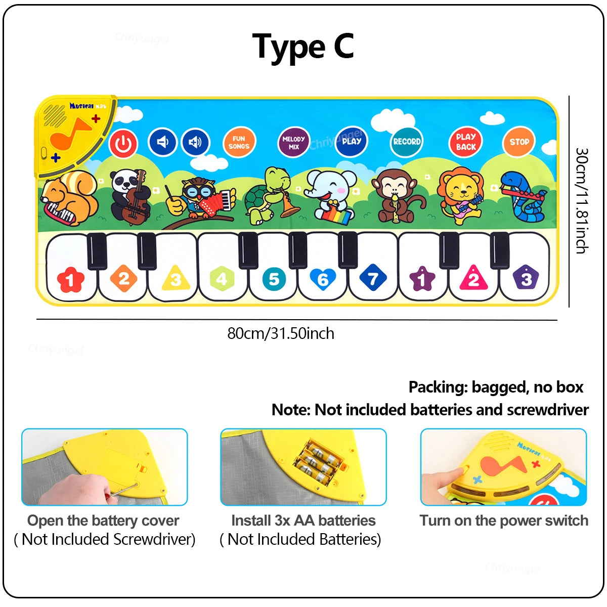 Piano Dance Mat for Kids 80*30cm Music Play Mat with Demo Songs Toddlers Floor Keyboard Musical Carpet Girl Boy Birthday Gifts