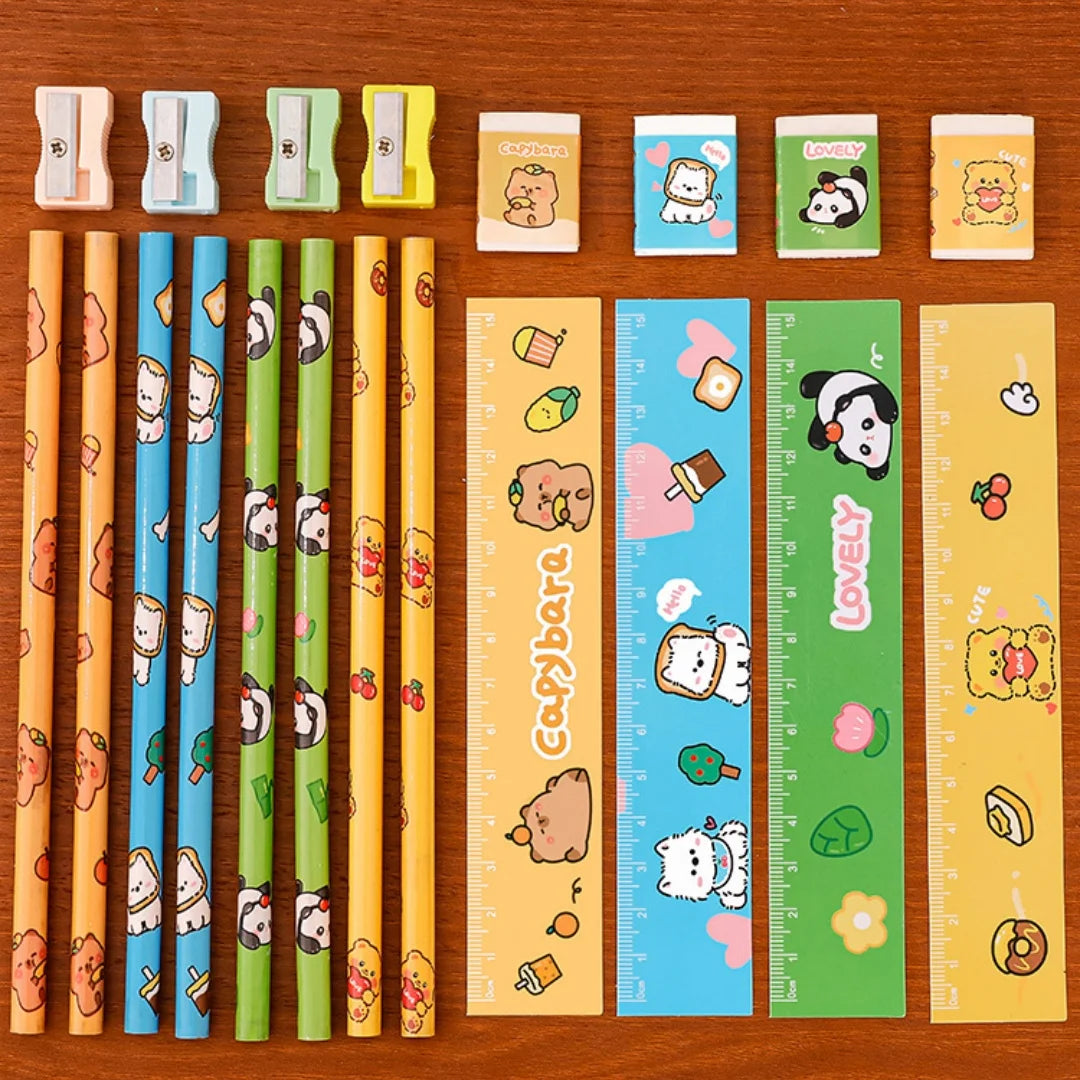 5Pcs Cartoon Stationery Set Christmas Gift Children Writing Tools Learning Supplies Prizes Gift Office School Art Drawing Pencil