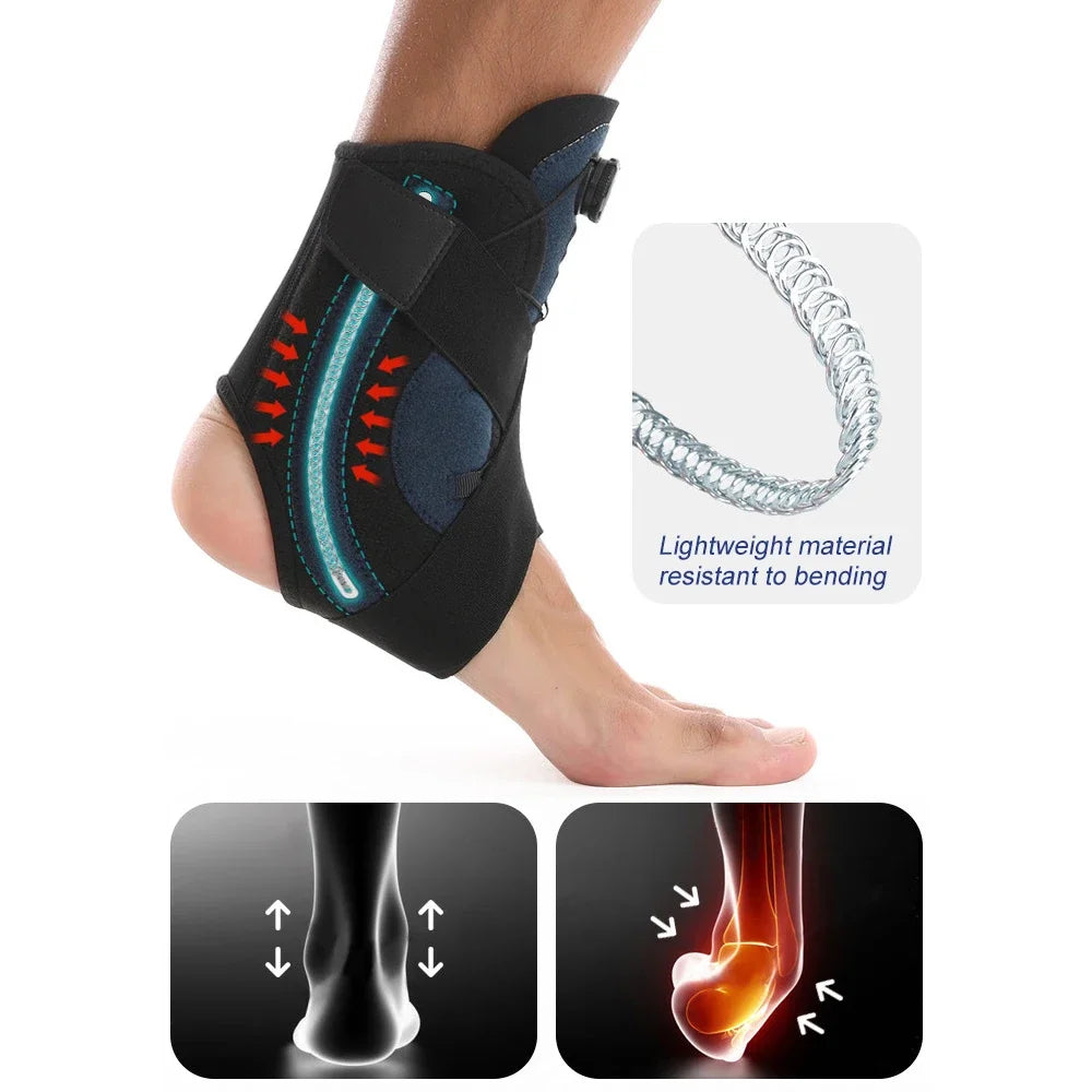 Adjustable Knob Maximum Ankle Support Brace for Sprained Ankle,Tendonitis,Achilles, Plantar Fasciitis, Swelling,Injury Recovery