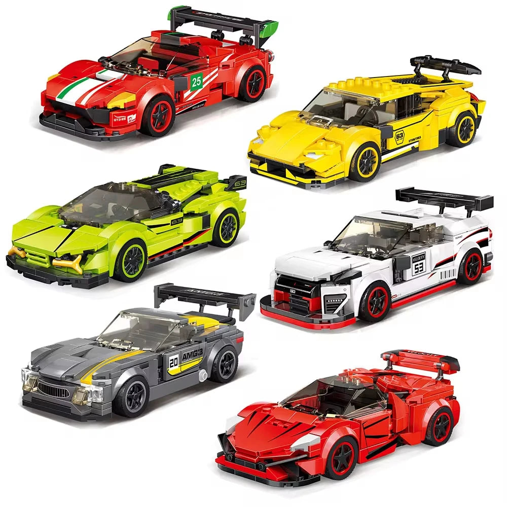 City Technical Speed Racing Car MOC Building Blocks Sports Race Vehicle Model Educational Assembly Bricks Toys for men Christmas