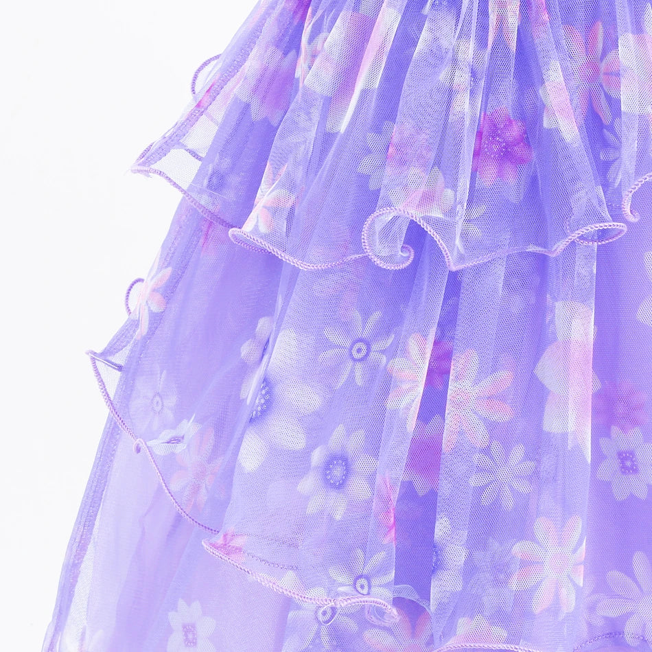 Encanto Isabela Costume Dress For Kids Girl Flare Sleeve Princess Dress Fiower Gown Halloween Christmas Birthday Party Outfits