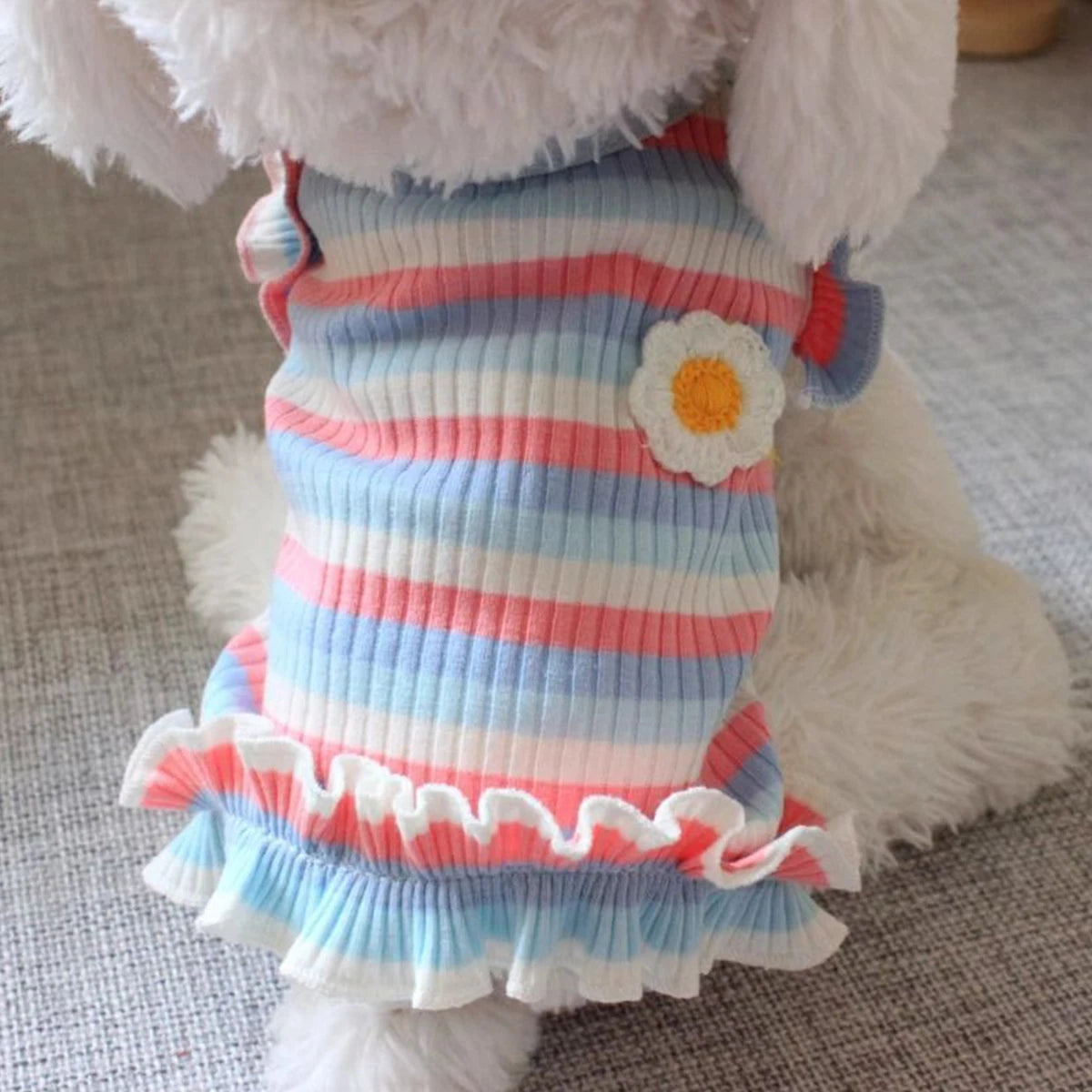 Rainbow Flower Small Dog Dress Cute Cat Clothes Summer Cooling Dog Clothes for Small Dog Vest Spring Soft Cat Dress Pet Clothes