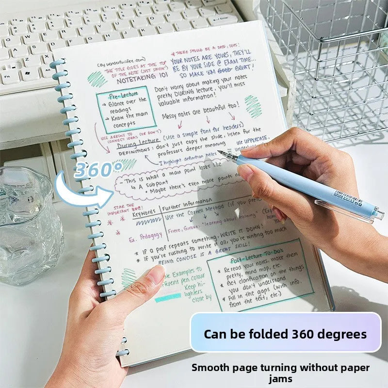 A4/A5/B5 Removable Spiral Notebook 60 Sheets Underline/Blank Loose Leaf Journal Macaron Binder for Students