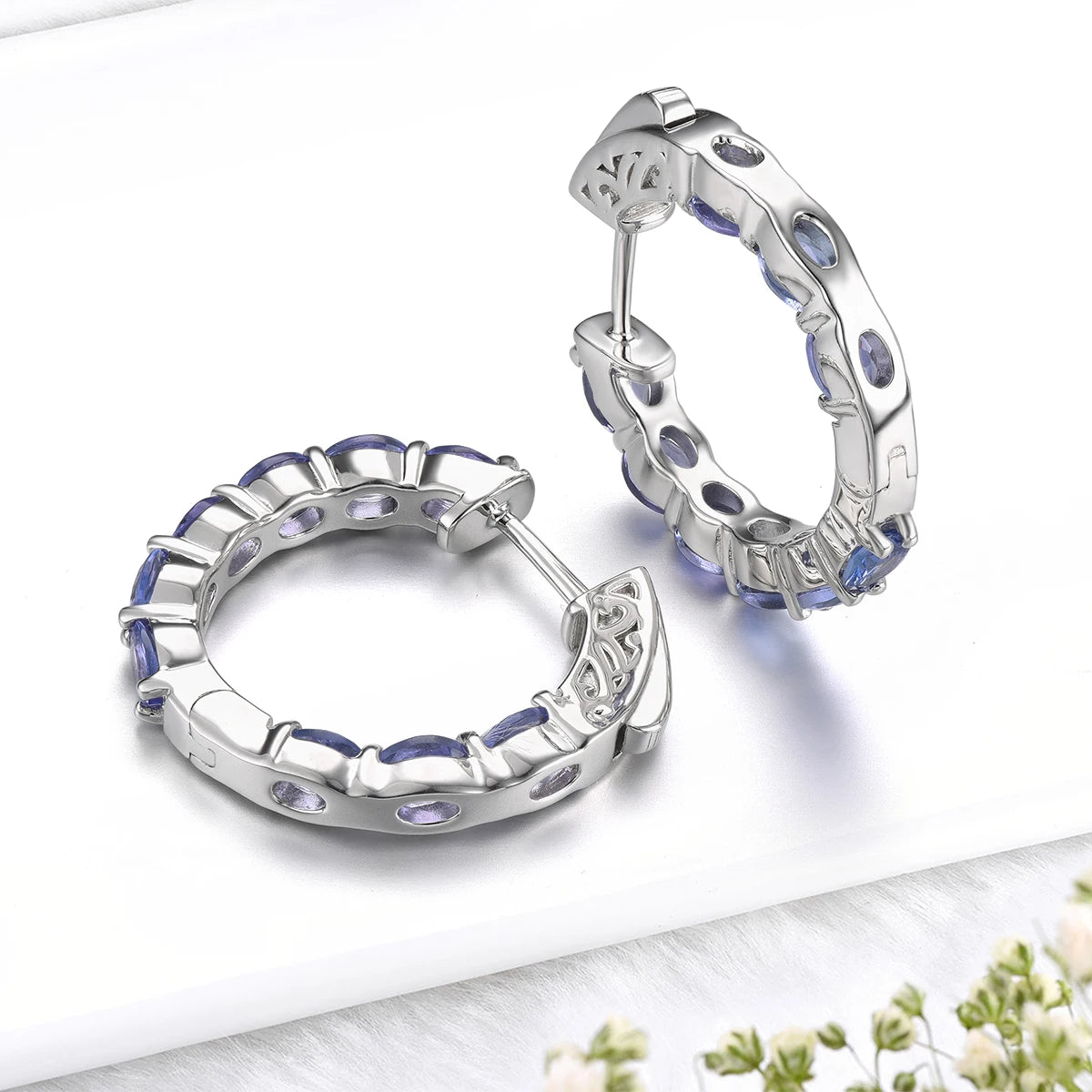Natural Tanzanite Sterling Silver Hoop Earring 3.5 Carats Genuine Gemstone Classic Exquisite Fine Jewelrys S925 Jewelry Gifts