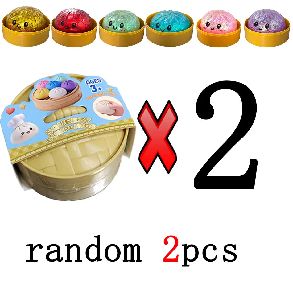 Dumpling Pressure Dumpling Squishies Cute Colorful Bun Toy Slow Rising Stress Relief Fidget Toy for Kids Adults Anti-Anxiety Gif