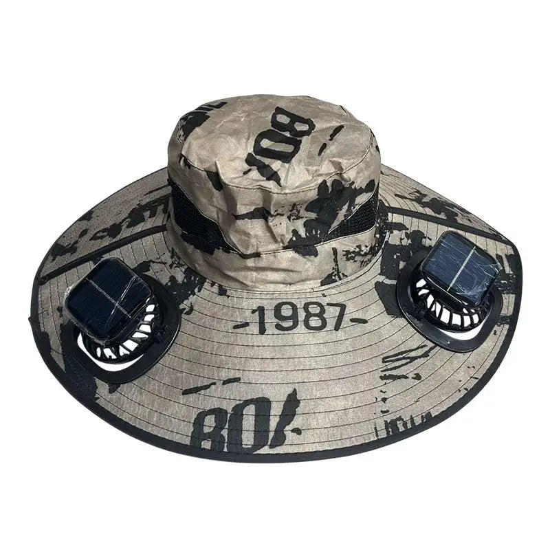 【SE】Solar Powered Sun Hat Cooling Fan UV Protection Outdoor Hiking Fishing Camping Summer Travel Bucket Hat Sun Protection Hat